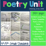 4th:5th Grade Poetry Unit. Over 250 pages of poetry lesson plans, templates, assessments for a successful poetry workshop
