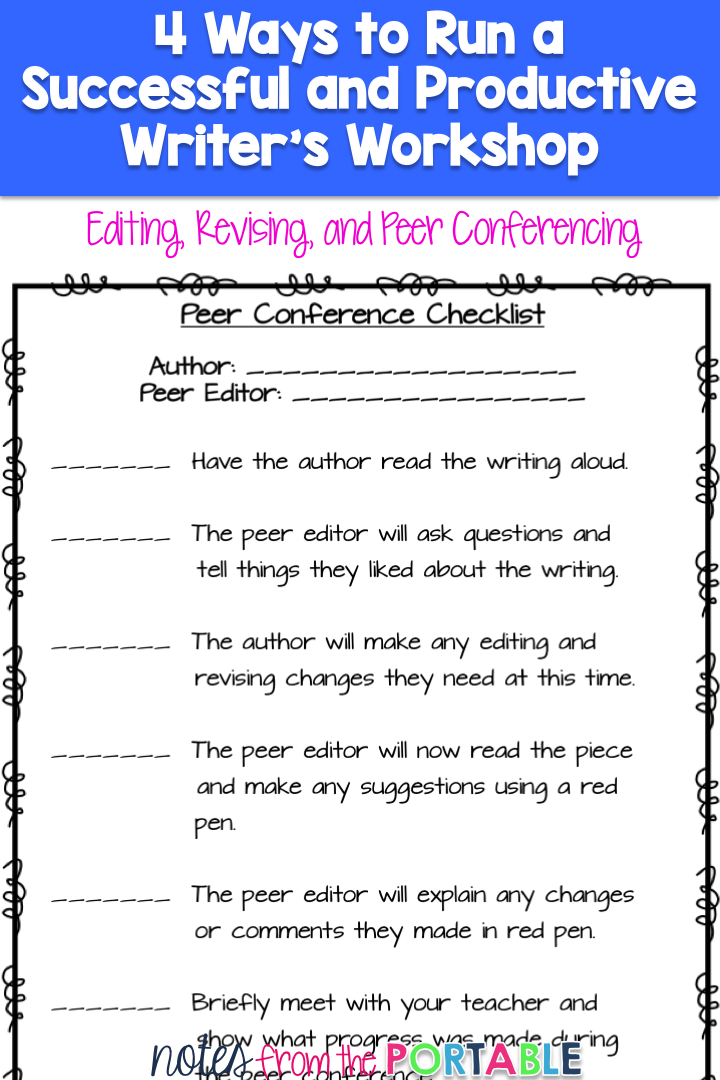 Editing and revising ideas for any writer's workshop