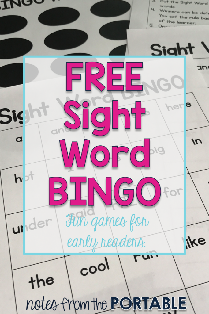 FREE sight word Bingo game. My kids loved playing this game. It was a fun way to preview and review the words my kids are learning.