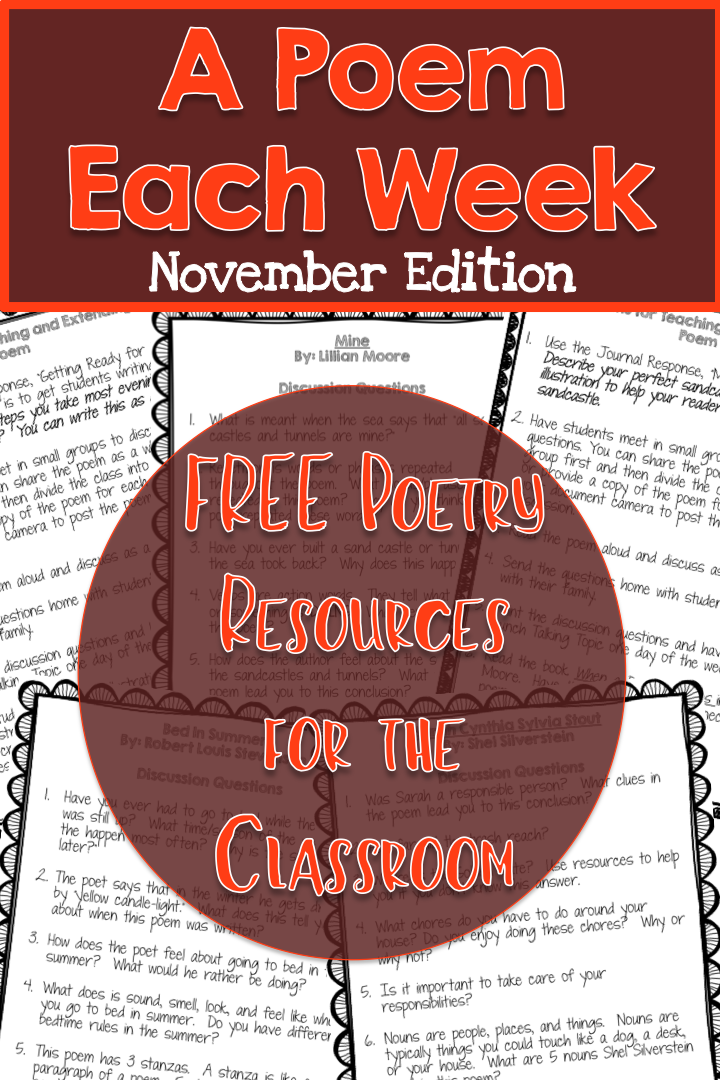 FREE November A Poem Each Week - 4 November Poems 