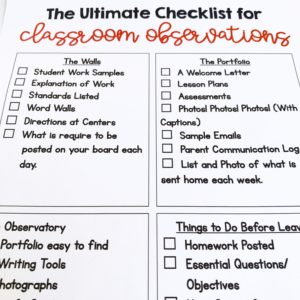 Observation Ready Checklist 