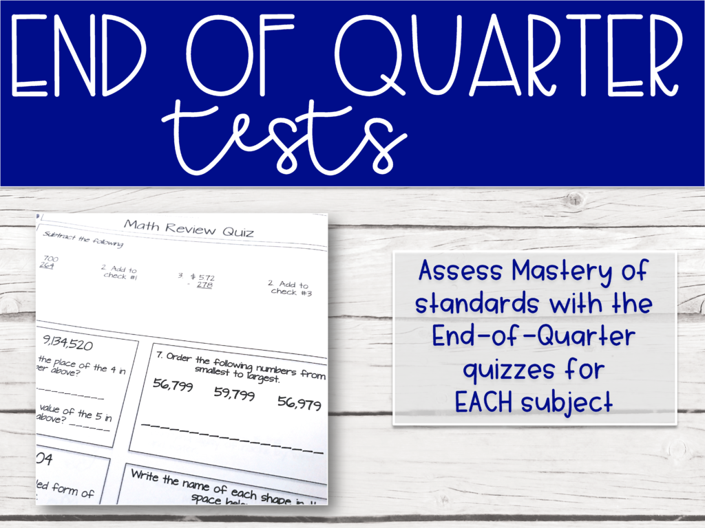 These end-of-quarter quizzes are great for assessing what the students learned throughout the quarter.  