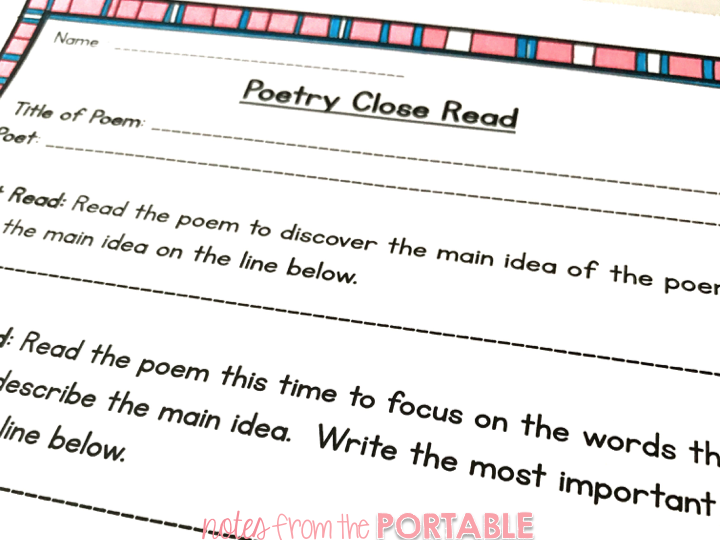 Poetry Close Read for Any Poem 