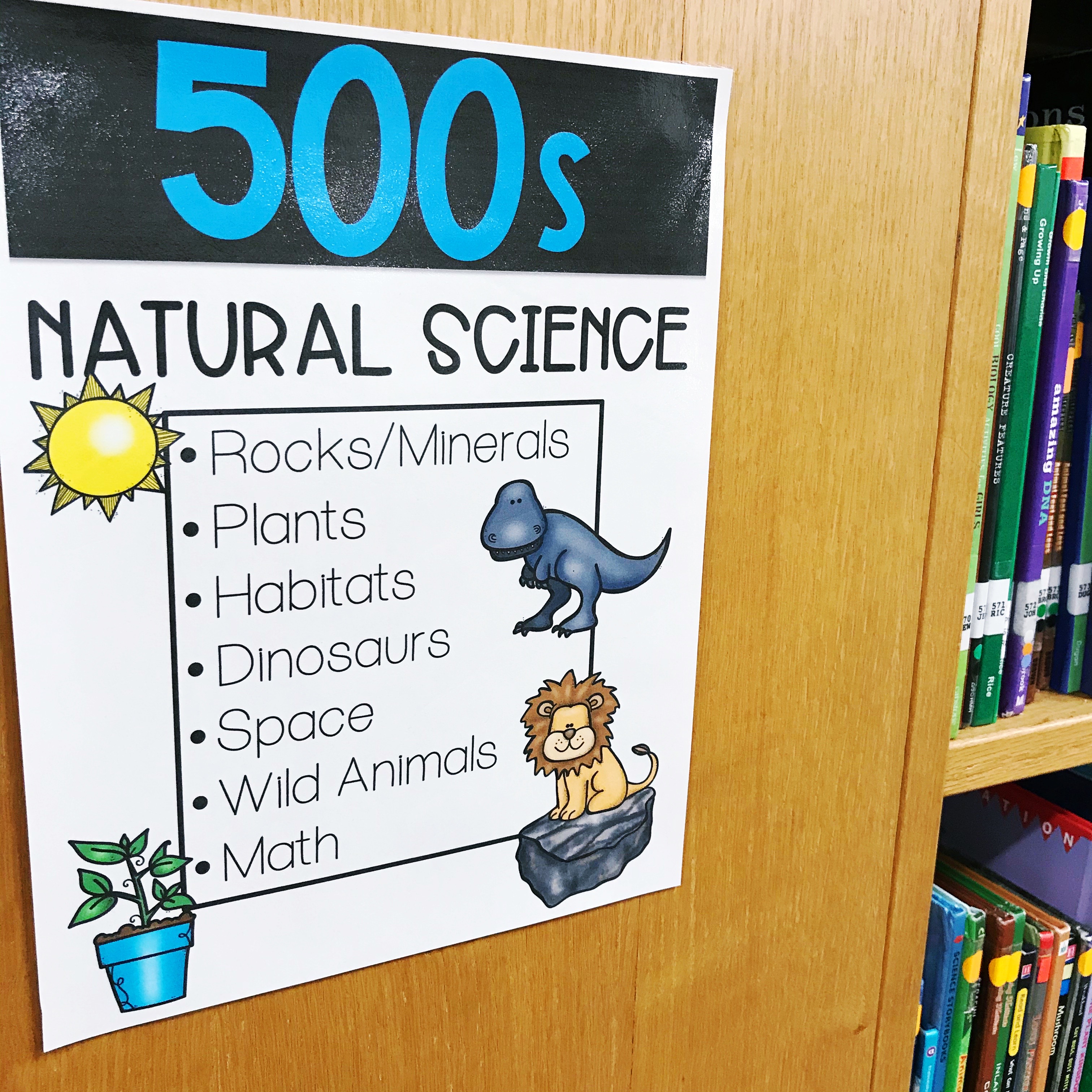 Dewey Decimal poster of the 500s section - natural science