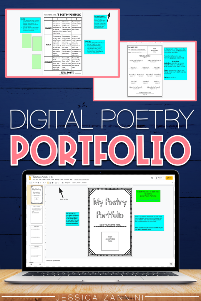 Picture of how the Digital Poetry Portfolio looks in Google Classroom 